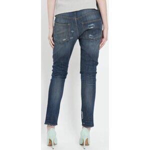 R13 Slouch Skinny Jeans in Vintage Blue Ripped Distressed - Size 28 In Waist